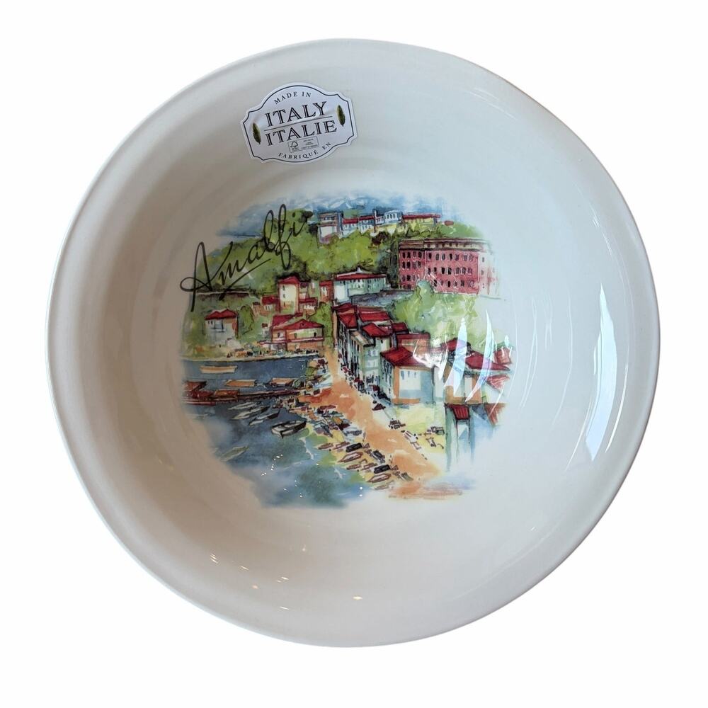 Ceramica Cuore Seaside Village Pasta Bowl AMALFI 10.5in Made in Italy New